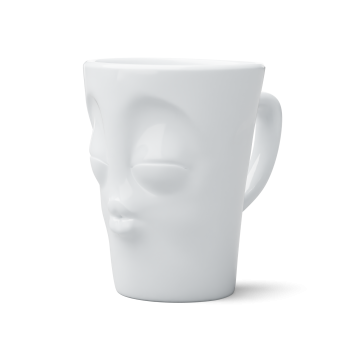 FiftyEight Henkelbecher Mug KÜSSEND weiss